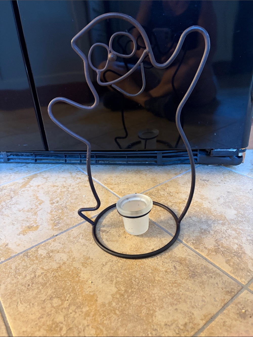 Decorative Ghost Tea Light Holder in Dark Brown